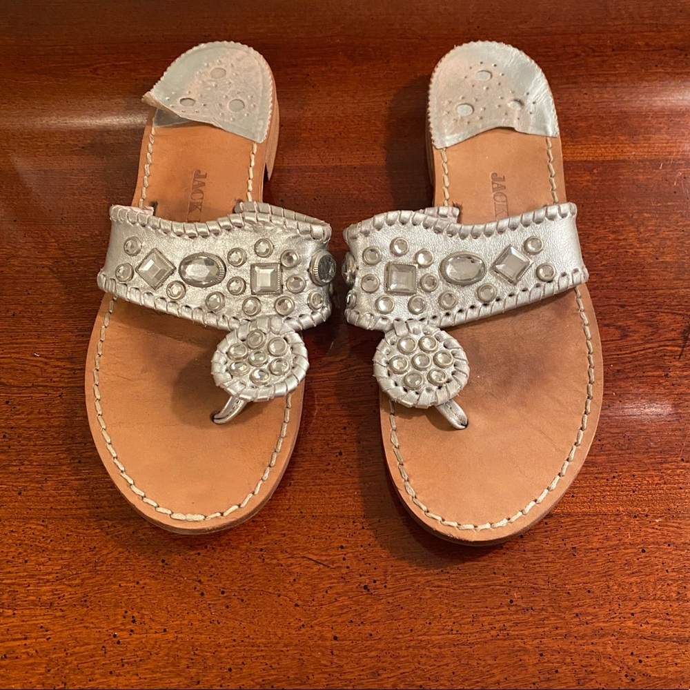 Jack Rogers Bejeweled Silver Sandal